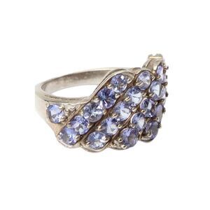 Designer Womens 925 Silver Tanzanite Cluster Ring Sz 7.5 4.3g